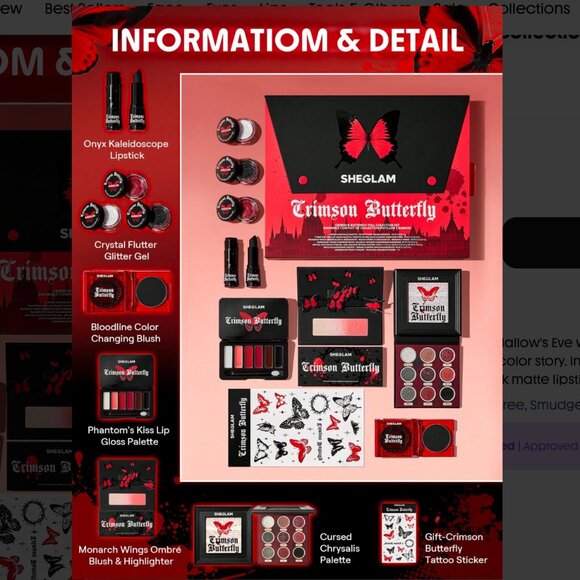 SHE GLAM CRIMSON BUTTERFLY FULL COLLECTION - Picture 3 of 6